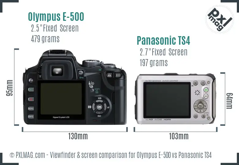 Olympus E-500 vs Panasonic TS4 Screen and Viewfinder comparison