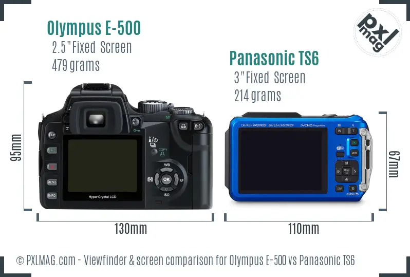 Olympus E-500 vs Panasonic TS6 Screen and Viewfinder comparison