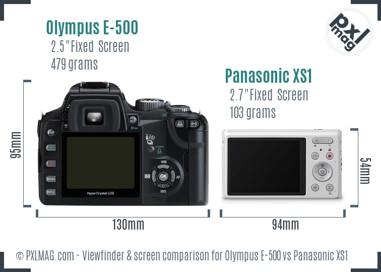 Olympus E-500 vs Panasonic XS1 Screen and Viewfinder comparison
