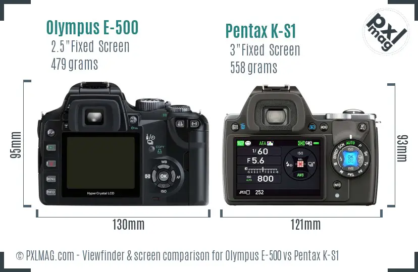 Olympus E-500 vs Pentax K-S1 Screen and Viewfinder comparison