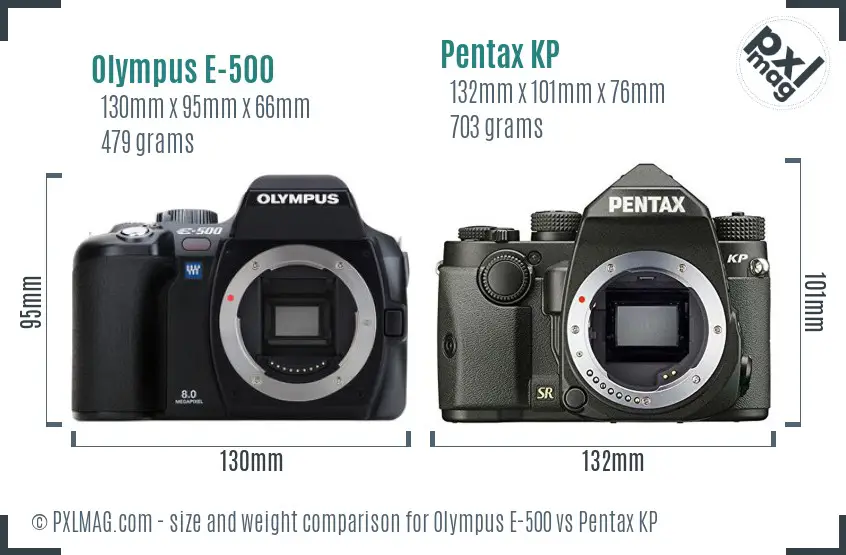 Olympus E-500 vs Pentax KP size comparison
