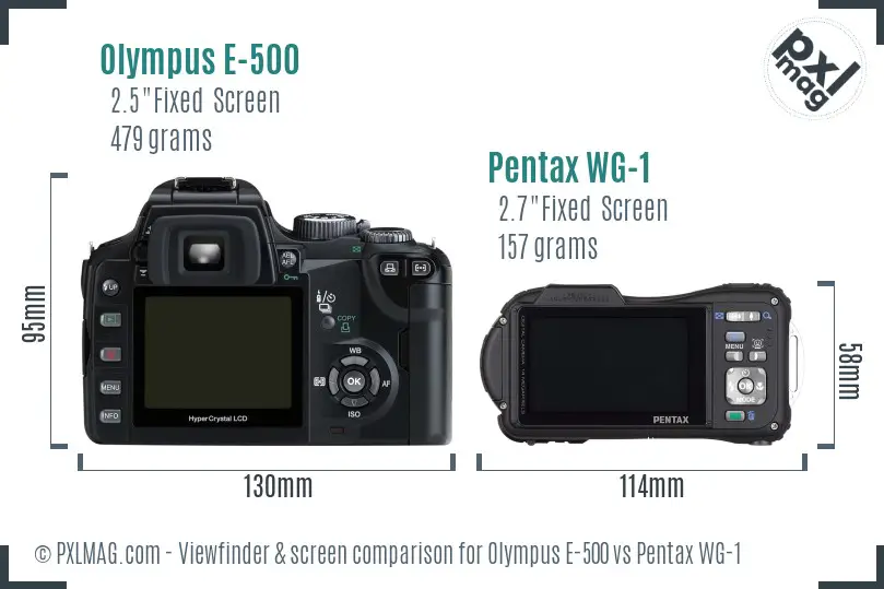 Olympus E-500 vs Pentax WG-1 Screen and Viewfinder comparison