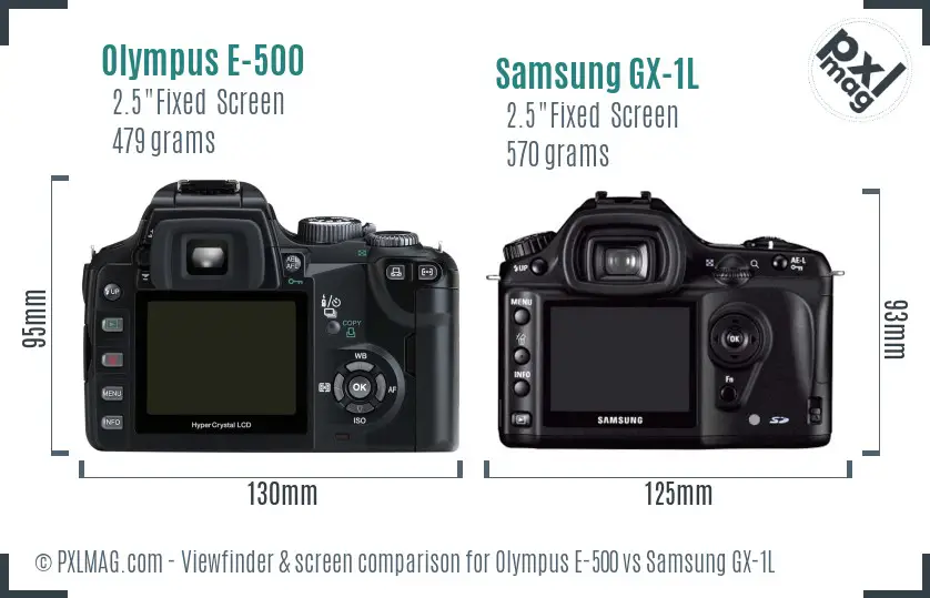 Olympus E-500 vs Samsung GX-1L Screen and Viewfinder comparison