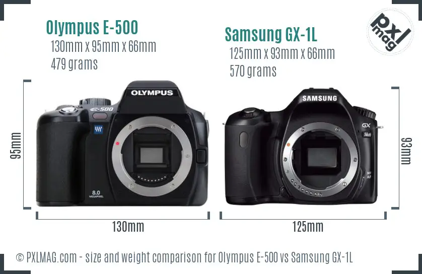 Olympus E-500 vs Samsung GX-1L size comparison