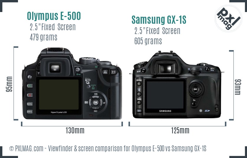 Olympus E-500 vs Samsung GX-1S Screen and Viewfinder comparison