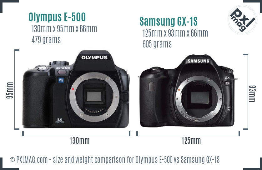 Olympus E-500 vs Samsung GX-1S size comparison