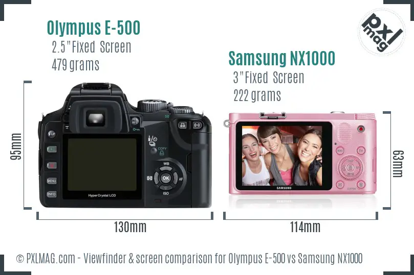 Olympus E-500 vs Samsung NX1000 Screen and Viewfinder comparison Olympus E-500 vs Samsung NX1000 Screen and Viewfinder comparison