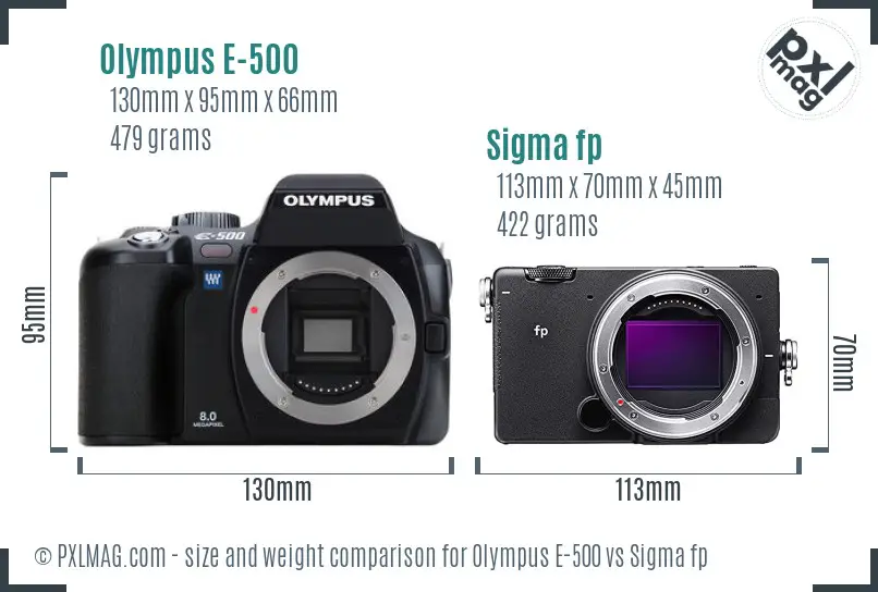 Olympus E-500 vs Sigma fp size comparison Olympus E-500 vs Sigma fp size comparison