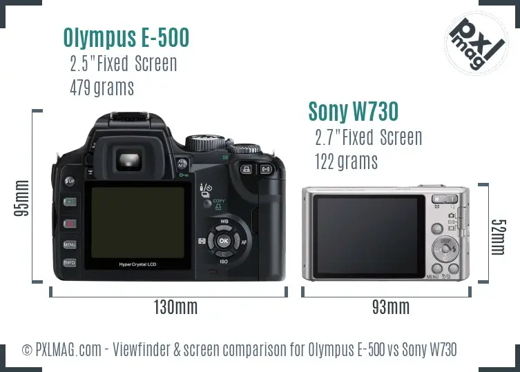 Olympus E-500 vs Sony W730 Screen and Viewfinder comparison Olympus E-500 vs Sony W730 Screen and Viewfinder comparison