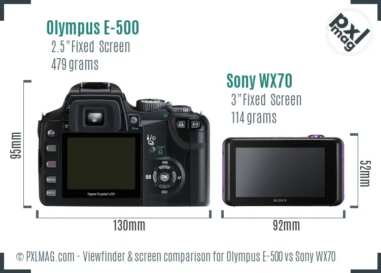 Olympus E-500 vs Sony WX70 Screen and Viewfinder comparison
