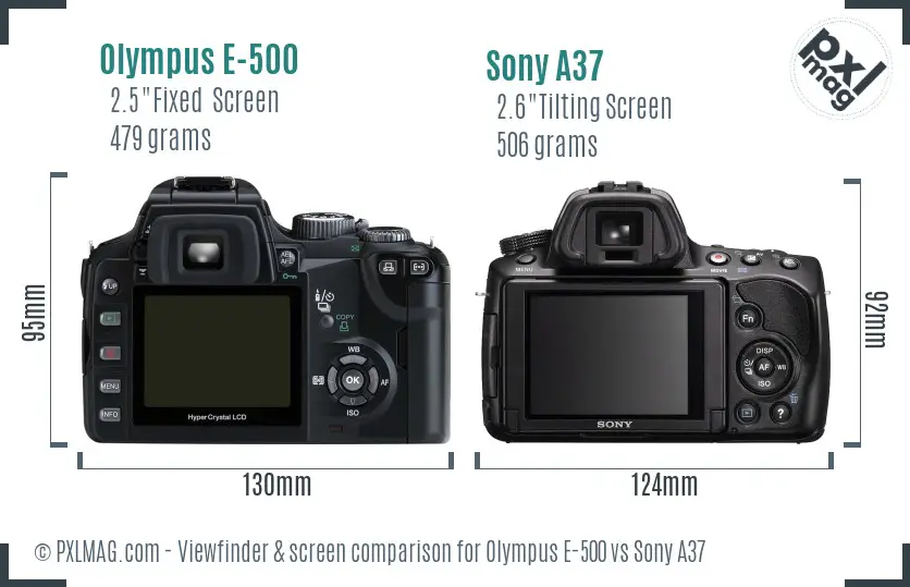 Olympus E-500 vs Sony A37 Screen and Viewfinder comparison