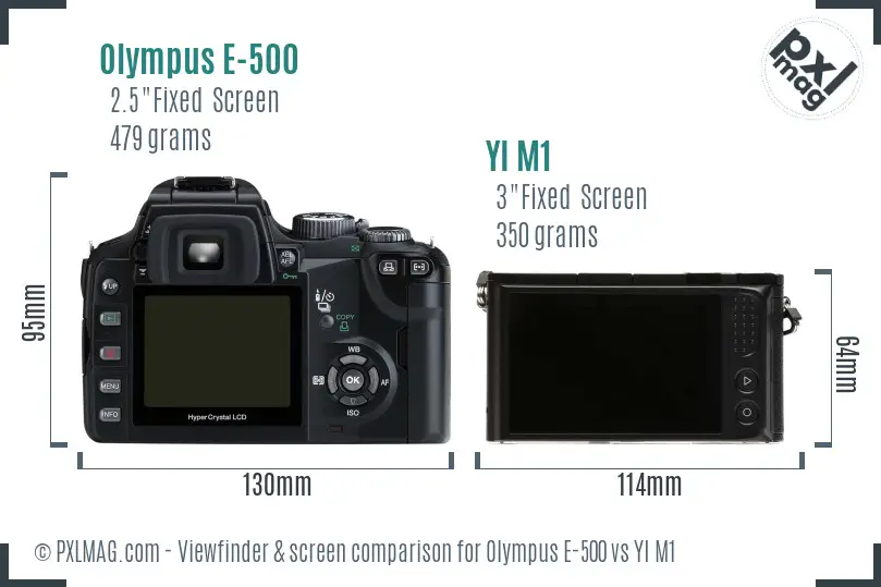 Olympus E-500 vs YI M1 Screen and Viewfinder comparison
