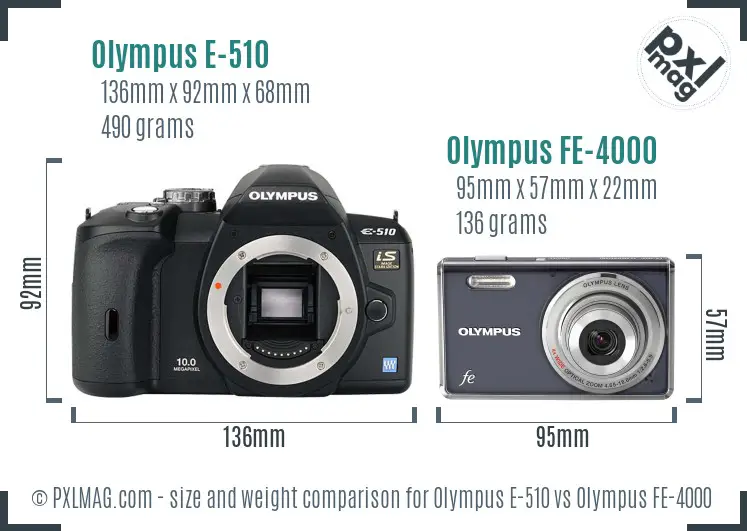 Olympus E-510 vs Olympus FE-4000 size comparison
