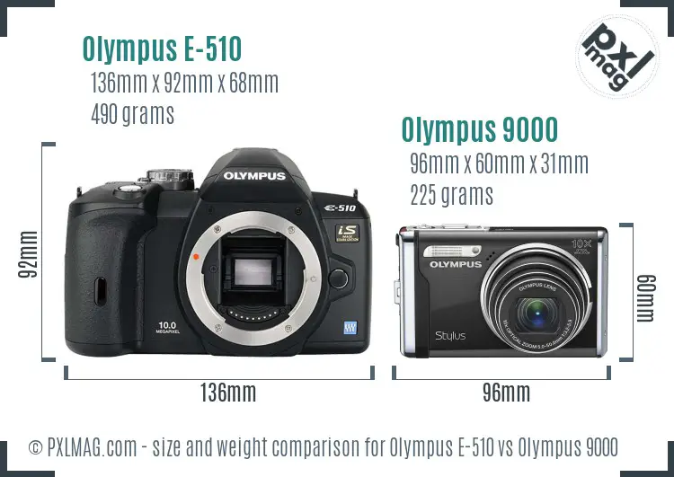 Olympus E-510 vs Olympus 9000 size comparison