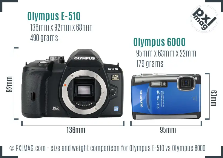 Olympus E-510 vs Olympus 6000 size comparison