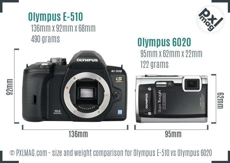 Olympus E-510 vs Olympus 6020 size comparison