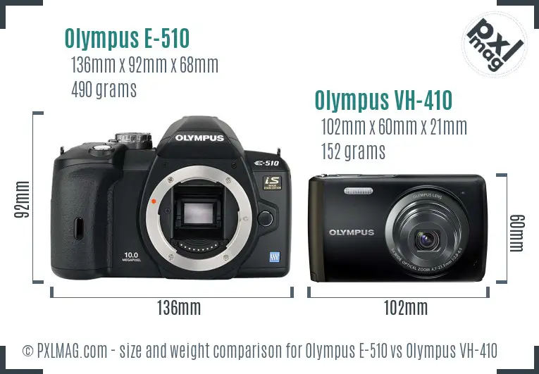Olympus E-510 vs Olympus VH-410 size comparison