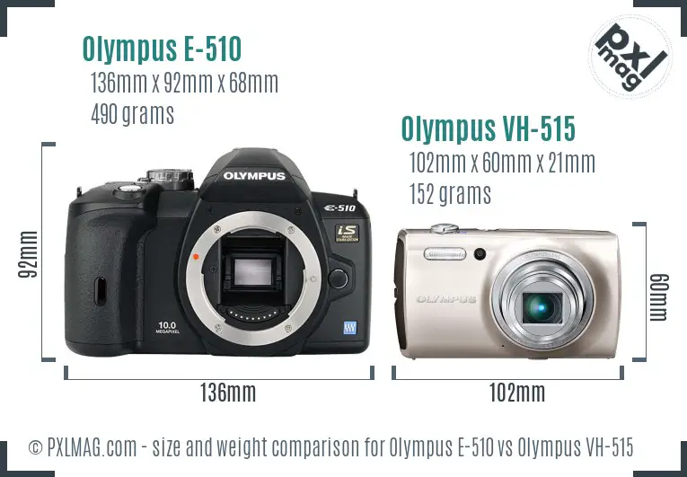 Olympus E-510 vs Olympus VH-515 size comparison