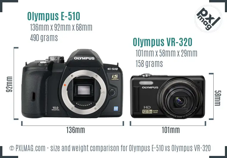 Olympus E-510 vs Olympus VR-320 size comparison