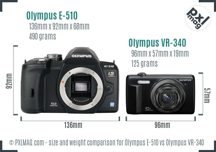 Olympus E-510 vs Olympus VR-340 size comparison