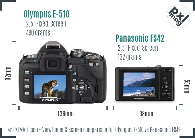 Olympus E-510 vs Panasonic FS42 Screen and Viewfinder comparison