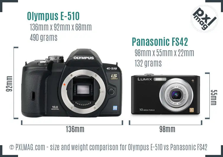 Olympus E-510 vs Panasonic FS42 size comparison