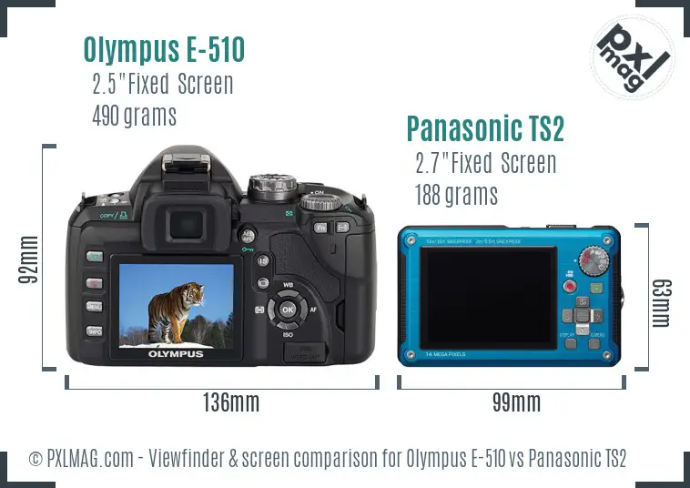 Olympus E-510 vs Panasonic TS2 Screen and Viewfinder comparison