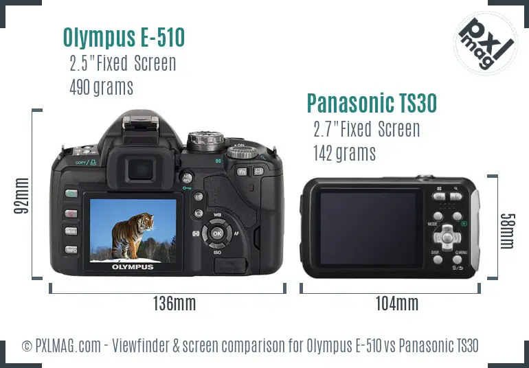 Olympus E-510 vs Panasonic TS30 Screen and Viewfinder comparison