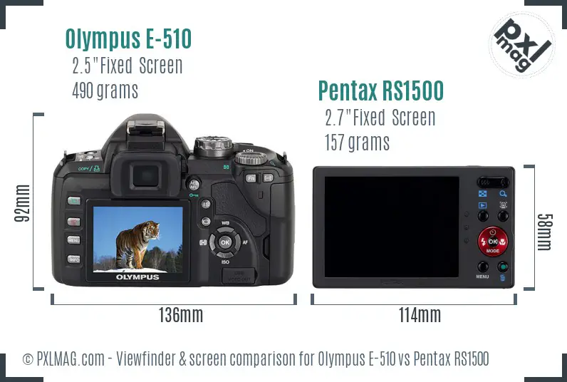Olympus E-510 vs Pentax RS1500 Screen and Viewfinder comparison