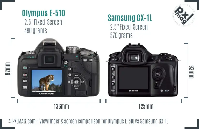 Olympus E-510 vs Samsung GX-1L Screen and Viewfinder comparison
