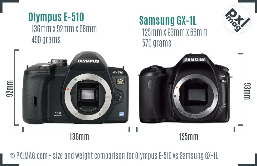 Olympus E-510 vs Samsung GX-1L size comparison
