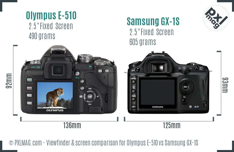 Olympus E-510 vs Samsung GX-1S Screen and Viewfinder comparison