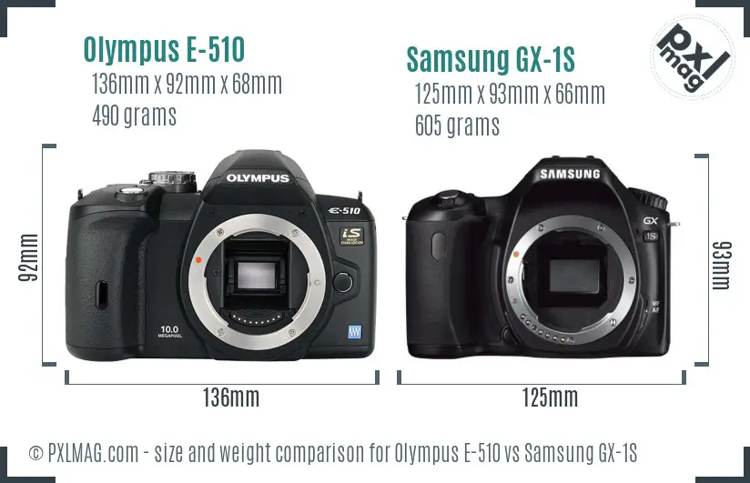 Olympus E-510 vs Samsung GX-1S size comparison