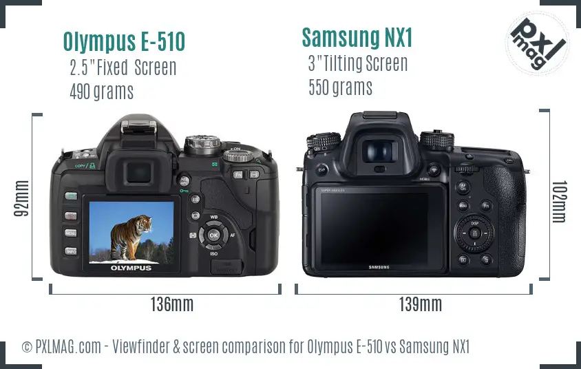 Olympus E-510 vs Samsung NX1 Screen and Viewfinder comparison Olympus E-510 vs Samsung NX1 Screen and Viewfinder comparison
