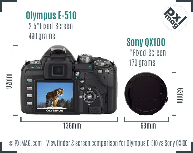 Olympus E-510 vs Sony QX100 Screen and Viewfinder comparison Olympus E-510 vs Sony QX100 Screen and Viewfinder comparison