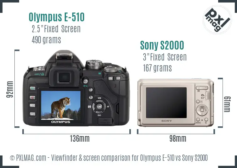 Olympus E-510 vs Sony S2000 Screen and Viewfinder comparison Olympus E-510 vs Sony S2000 Screen and Viewfinder comparison