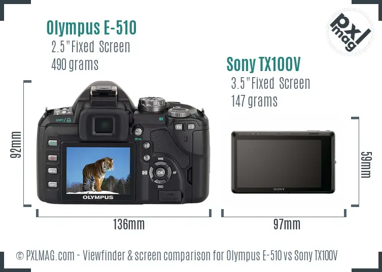 Olympus E-510 vs Sony TX100V Screen and Viewfinder comparison Olympus E-510 vs Sony TX100V Screen and Viewfinder comparison