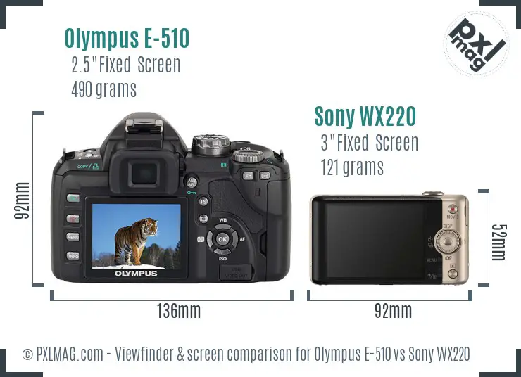 Olympus E-510 vs Sony WX220 Screen and Viewfinder comparison