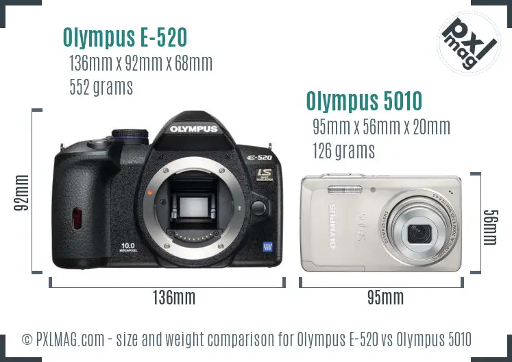 Olympus E-520 vs Olympus 5010 size comparison