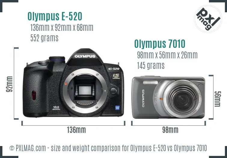 Olympus E-520 vs Olympus 7010 size comparison