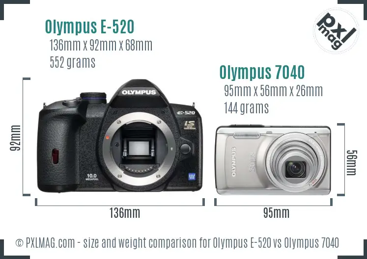 Olympus E-520 vs Olympus 7040 size comparison