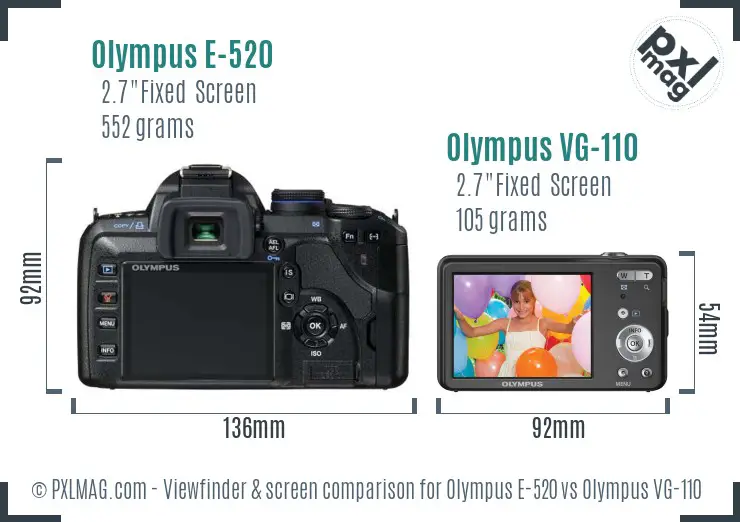 Olympus E-520 vs Olympus VG-110 Screen and Viewfinder comparison