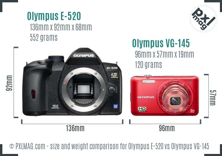 Olympus E-520 vs Olympus VG-145 size comparison