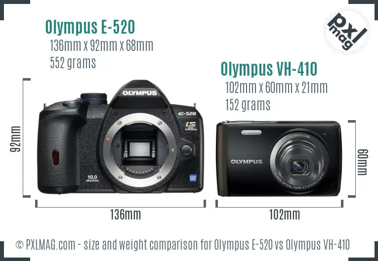 Olympus E-520 vs Olympus VH-410 size comparison