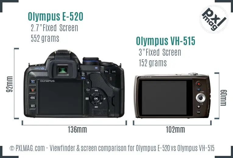 Olympus E-520 vs Olympus VH-515 Screen and Viewfinder comparison