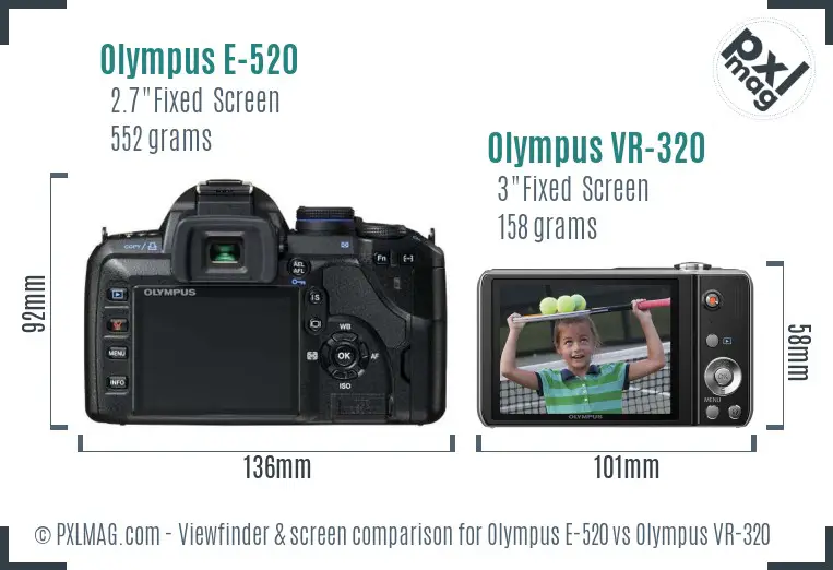 Olympus E-520 vs Olympus VR-320 Screen and Viewfinder comparison
