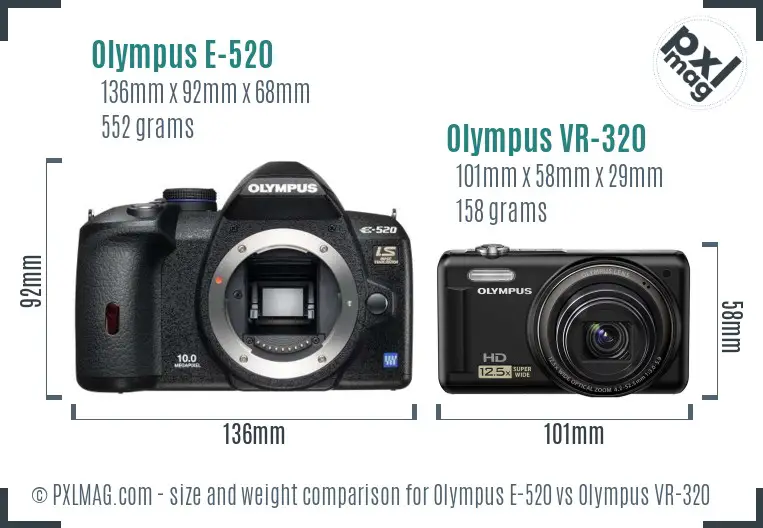 Olympus E-520 vs Olympus VR-320 size comparison