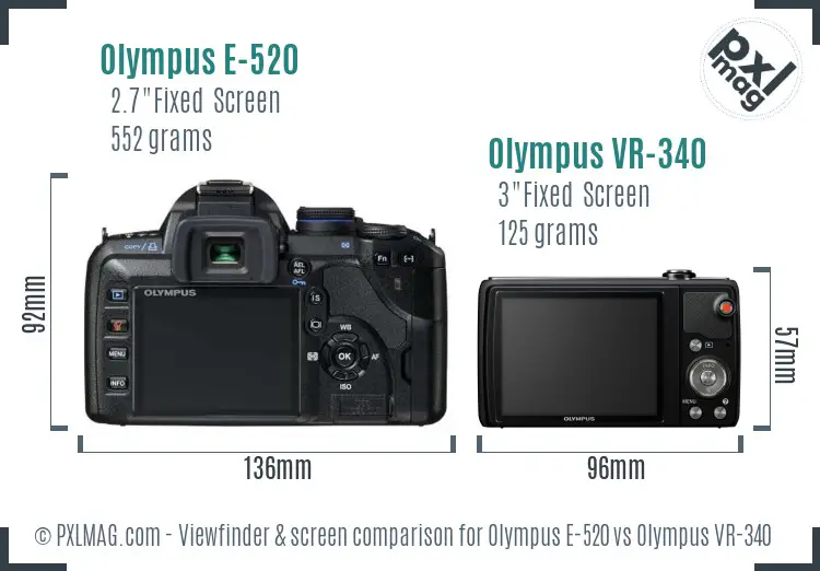Olympus E-520 vs Olympus VR-340 Screen and Viewfinder comparison