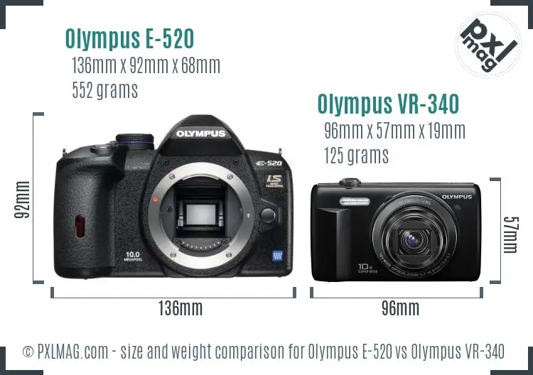 Olympus E-520 vs Olympus VR-340 size comparison
