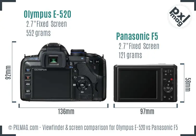 Olympus E-520 vs Panasonic F5 Screen and Viewfinder comparison